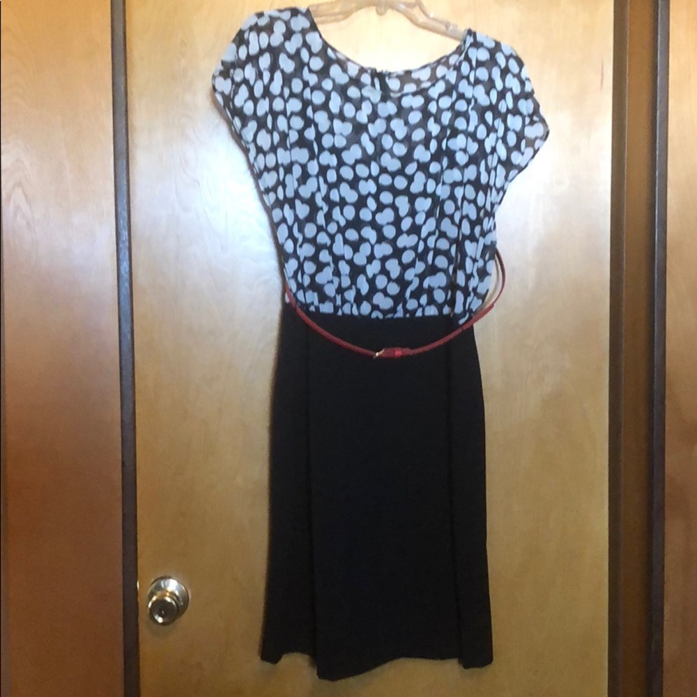 Fun black & white dress w/red belt from JCP
